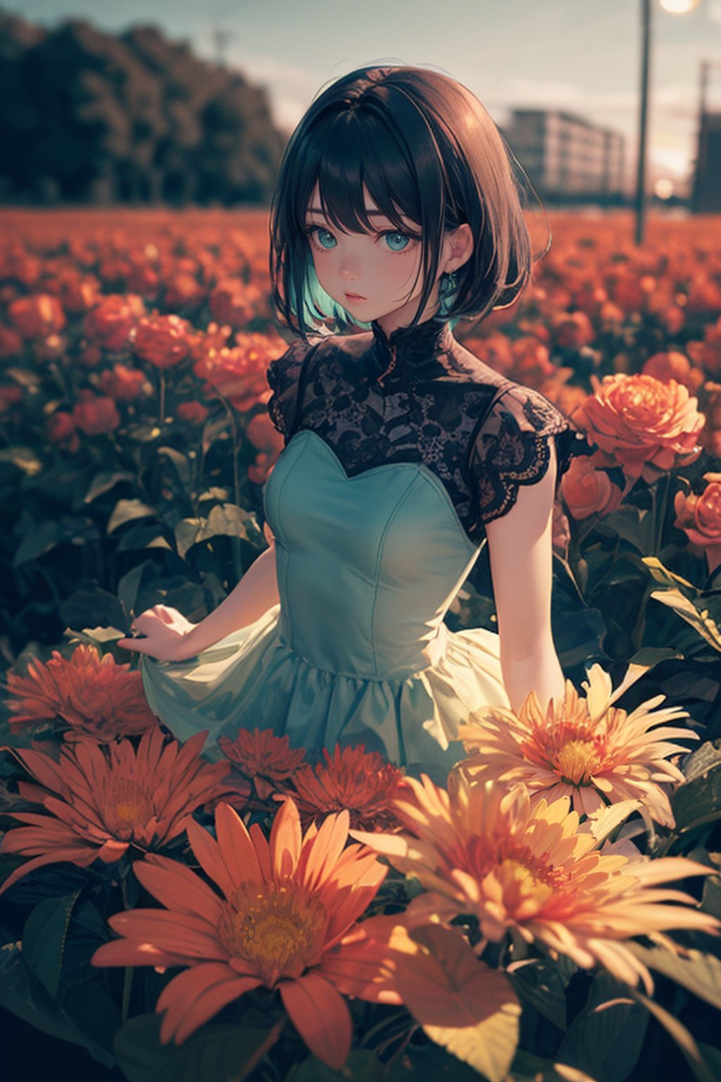 woman,  flower dress,  colorful by tomtomW on Tensor.Art