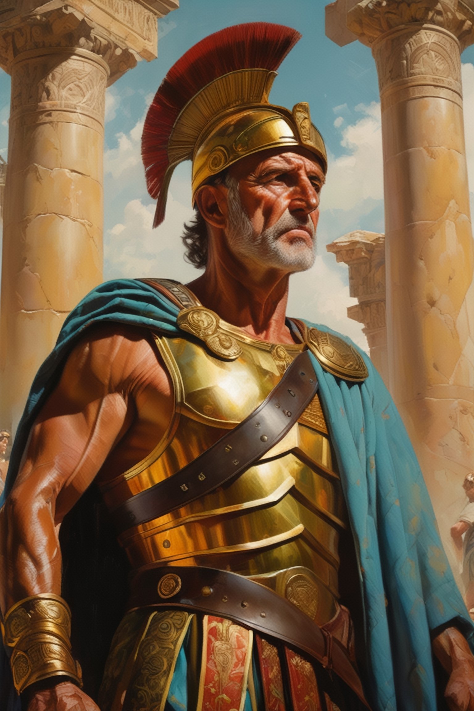 (masterpiece), (extremely intricate), fantasy, ((hyper-realistic, 4K, ancient Romans, year 276 to 282)
Full body image of
Probus as a renowned general of ancient Roman army




(((colorful clothing, intricate details on clothing))), (perfect composition:1.4), aspect ratio 1:1, beach, deviantart hd, artstation hd, concept art, detailed face and body, award-winning photography, margins, detailed face, professional oil painting by Ed Blinkey, Atey Ghailan, Jeremy Mann, Greg
