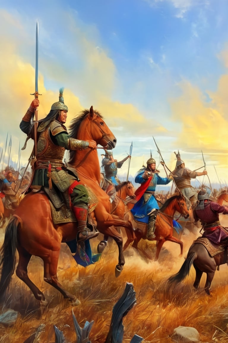 (masterpiece), (extremely intricate), fantasy, ((hyper-realistic, 4K, Ancient Mongolia, (the Year is 1219 AD)

(An image of angry Genghis Khan led his colossal Mongol army to invade the Khwarazmian Empire in Persia))

(by Anne Stokes, cgsociety, fantasy art, tarot card, wiccan, detailed painting.



(perfect composition:1.4), deviantart hd, artstation hd, concept art, detailed face and body, award-winning photography, margins, detailed face, professional oil painting by Ed Blinkey, Atey Ghailan, Jeremy Mann, Greg
