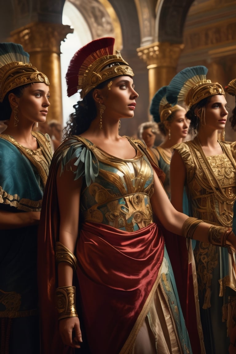 (masterpiece), (extremely intricate), fantasy, (hyperrealistic, 4K, Ancient Roman), ( Year 180 AD ),

- (Full Body of Dancing Girls
- Image of people having a party in the emperor's palace),


(intricate details on clothing), deviantart hd, art station hd, concept art, detailed face and body, award-winning photography, margins, detailed face.
