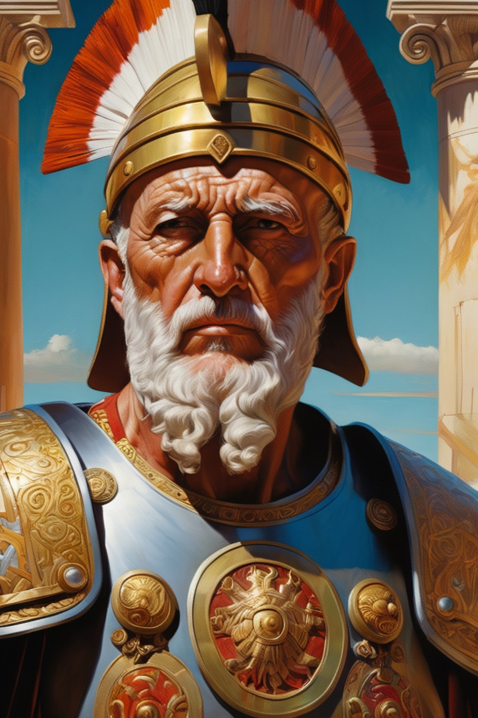 (masterpiece), (extremely intricate), fantasy, ((hyper-realistic, 4K, ancient Romans, year 276 to 282)

Image of Probus as a renowned general of the ancient Roman army




(((colorful clothing, intricate details on clothing))), (perfect composition:1.4), aspect ratio 1:1, beach, deviantart hd, artstation hd, concept art, detailed face and body, award-winning photography, margins, detailed face, professional oil painting by Ed Blinkey, Atey Ghailan, Jeremy Mann, Greg
