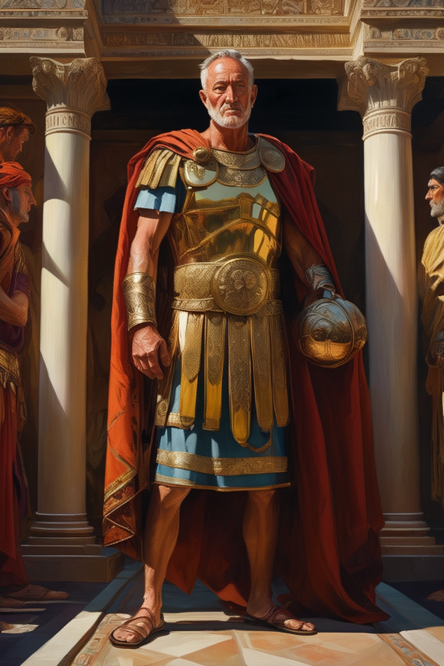 (masterpiece), (extremely intricate), fantasy, ((hyper-realistic, 4K, ancient Romans, year 276 to 282)

Emperor Probus got assassinated



(((colorful clothing, intricate details on clothing))), (perfect composition:1.4), aspect ratio 1:1, beach, deviantart hd, artstation hd, concept art, detailed face and body, award-winning photography, margins, detailed face, professional oil painting by Ed Blinkey, Atey Ghailan, Jeremy Mann, Greg
