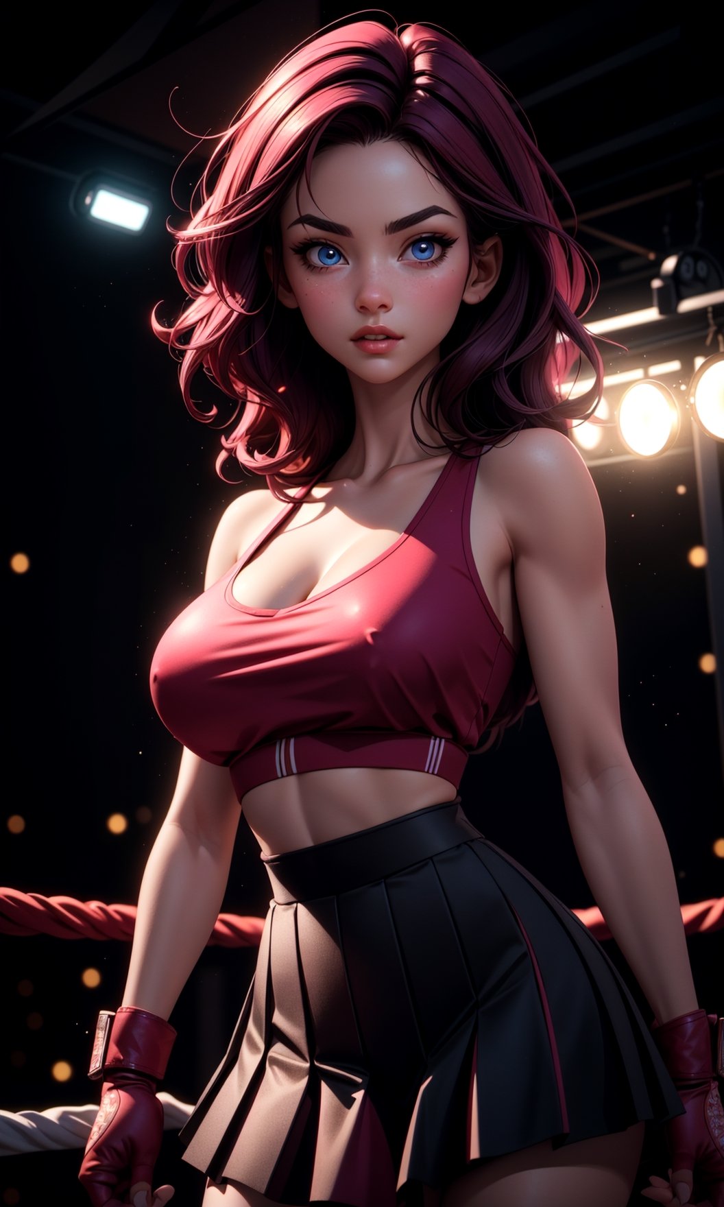 boxing woman in (long) pleated skirt,  long hair,  high detailed face by Keith on Tensor.Art