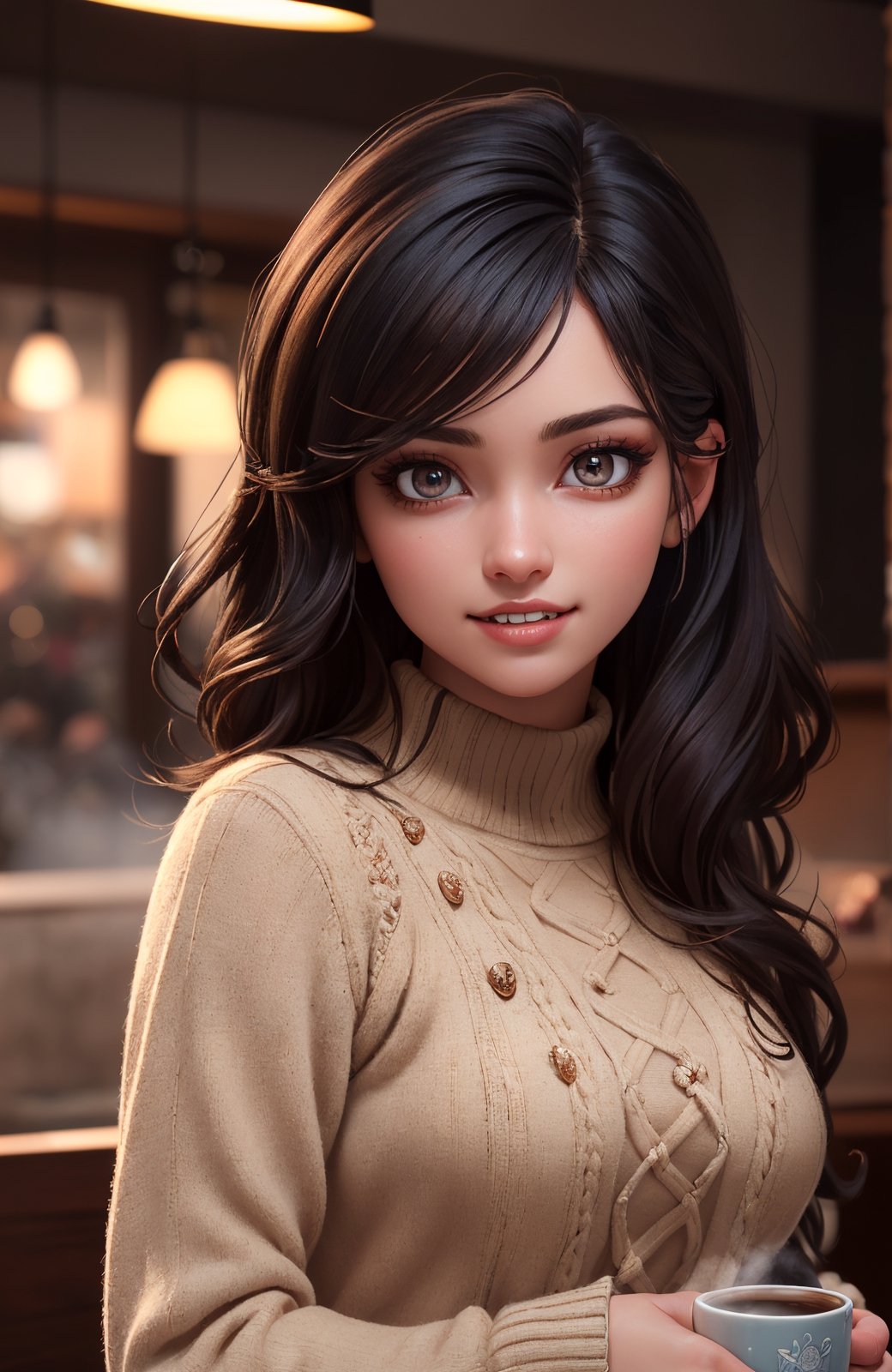 coffee shop,  winter_clothes,  sweater by Keith on Tensor.Art