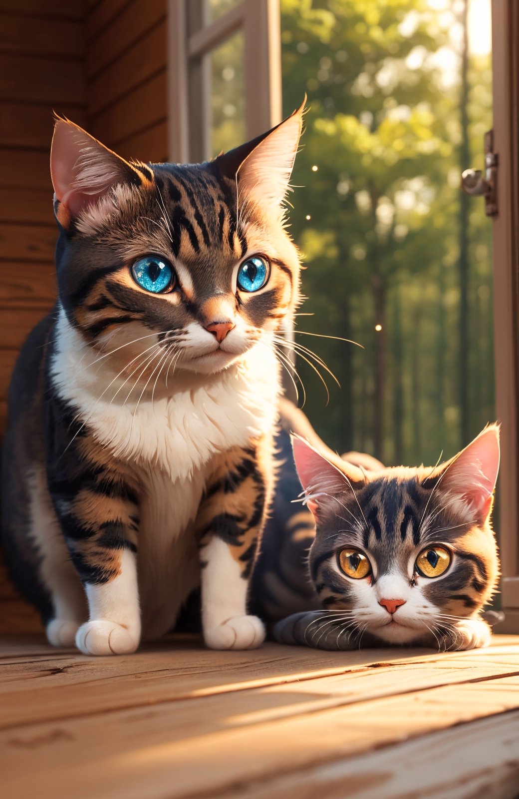 Cute cat,  multicolor cat,  forest by Keith on Tensor.Art