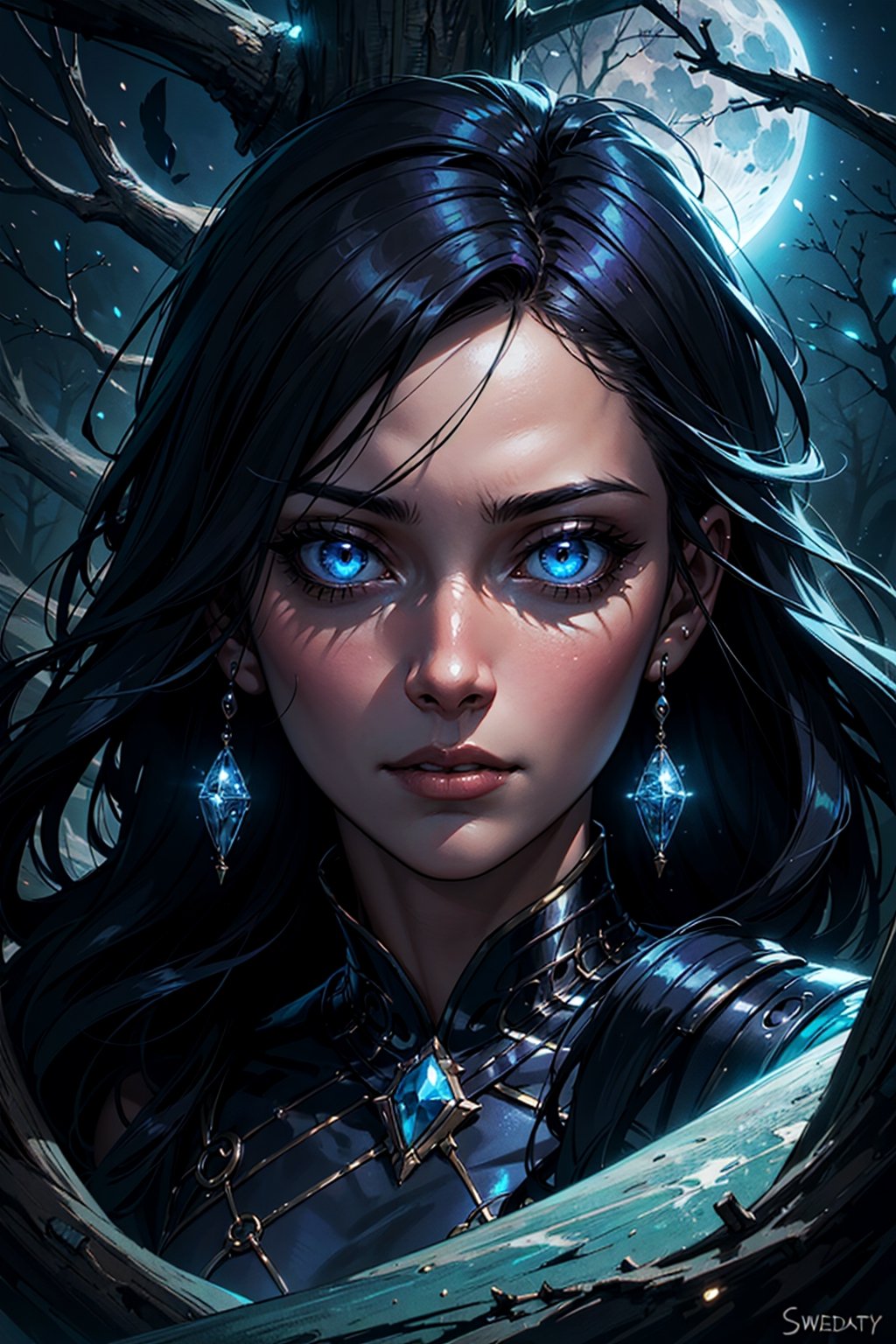 1girl,  The moonlight shines down upon it,  bringing with it swirling magical lights by Keith on Tensor.Art