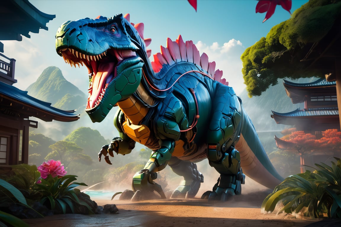 Craft an exquisite,  high-resolution 4K masterpiece Mech Dinosaurs Robot cyborg Jurrasic Park,  Detailed by nalisten on Te...
