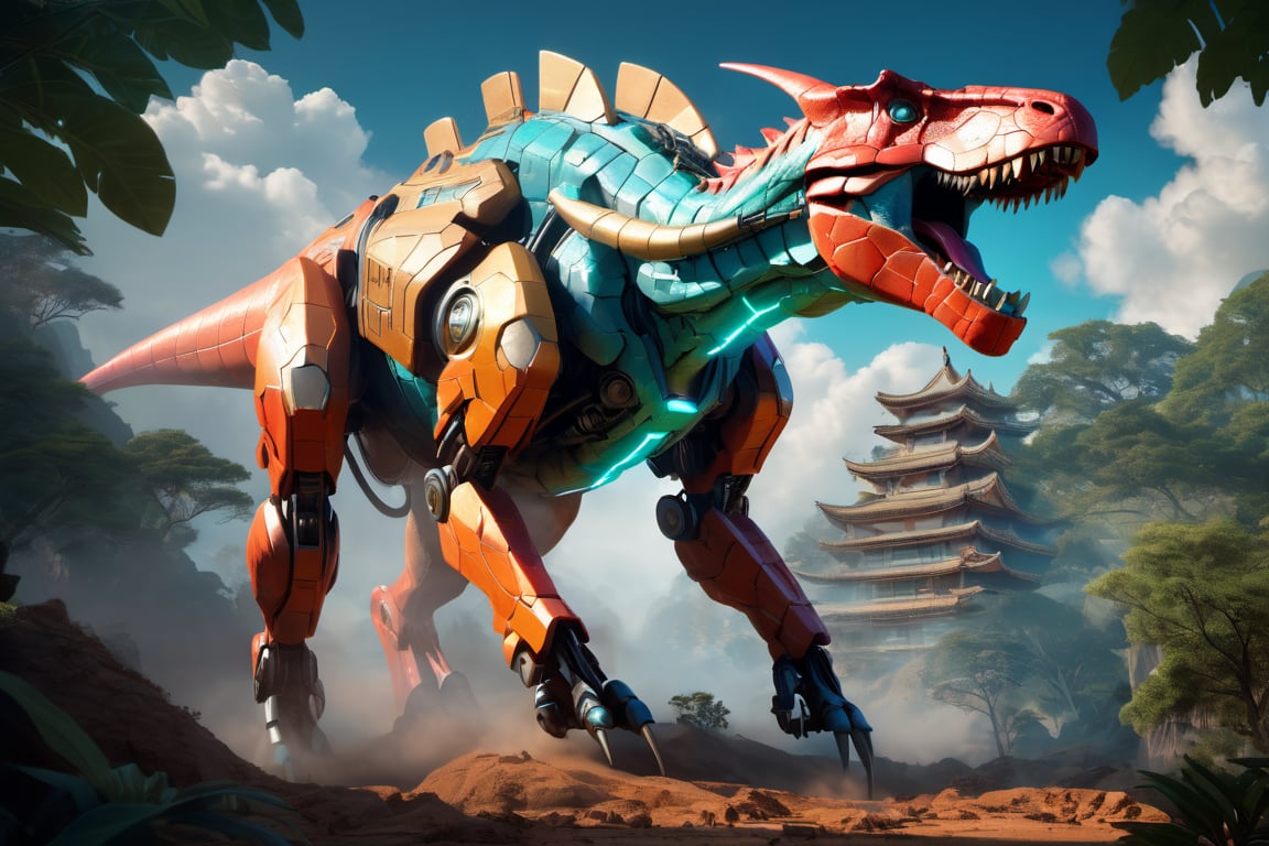Craft an exquisite,  high-resolution 4K masterpiece Mech Dinosaurs VOltron Jurrasic Park,  Detailed by nalisten on Tensor.Art