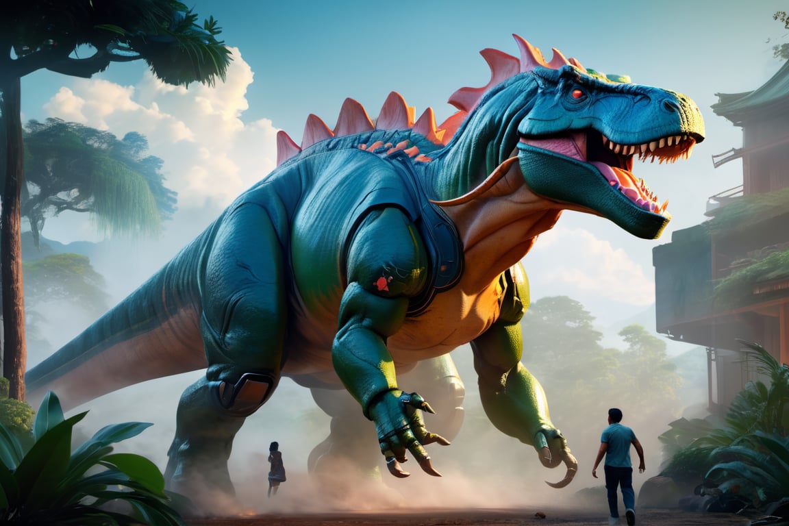 Craft an exquisite,  high-resolution 4K masterpiece Mech Dinosaurs Robot cyborg Jurrasic Park,  Detailed by nalisten on Te...