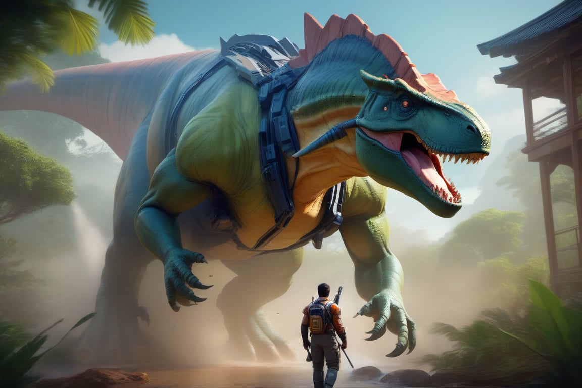 Craft an exquisite,  high-resolution 4K masterpiece Mech Dinosaurs Robot cyborg Jurrasic Park,  Detailed by nalisten on Te...