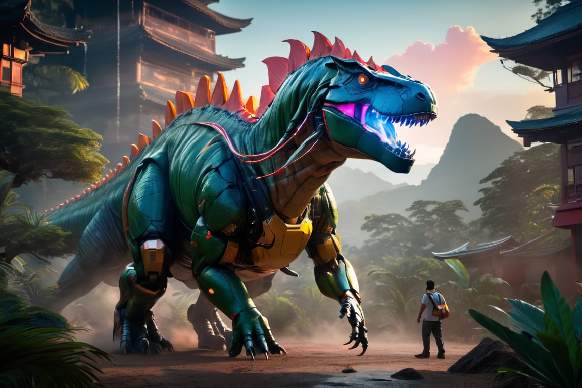 Craft an exquisite,  high-resolution 4K masterpiece Mech Dinosaurs Robot cyborg Jurrasic Park,  Detailed by nalisten on Te...