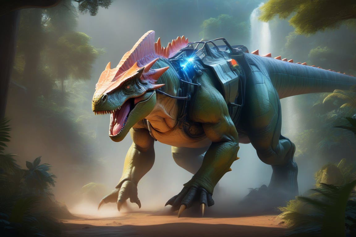Craft an exquisite,  high-resolution 4K masterpiece Mech Dinosaurs Robot cyborg Jurrasic Park,  Detailed by nalisten on Te...