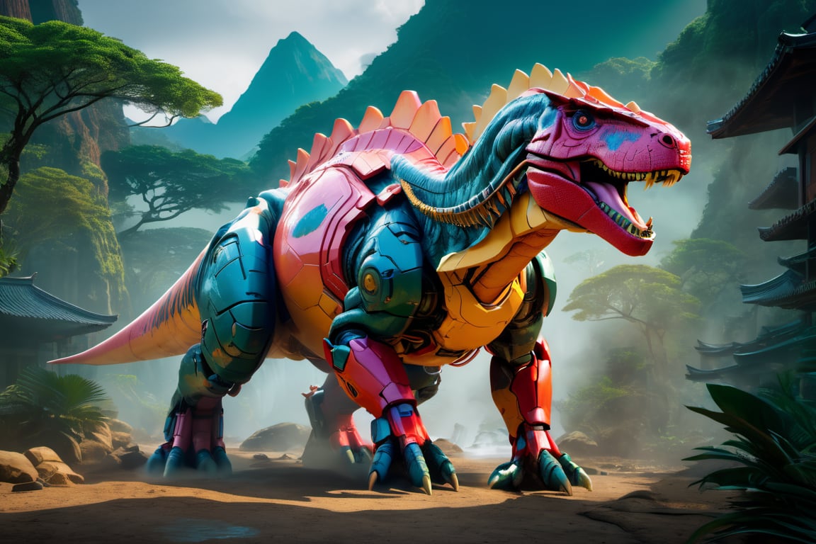 Craft an exquisite,  high-resolution 4K masterpiece Mech Dinosaurs Robot cyborg Jurrasic Park,  Detailed by nalisten on Te...
