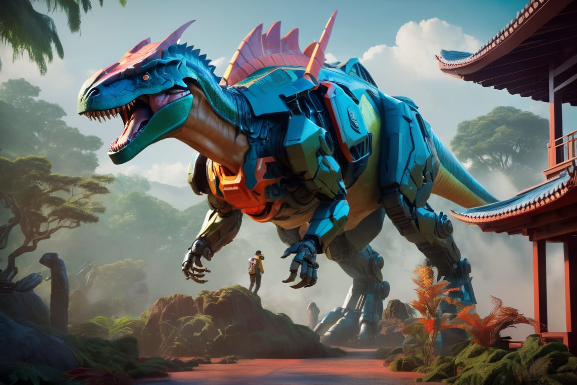 Craft an exquisite,  high-resolution 4K masterpiece Mech Dinosaurs VOltron Jurrasic Park,  Detailed by nalisten on Tensor.Art