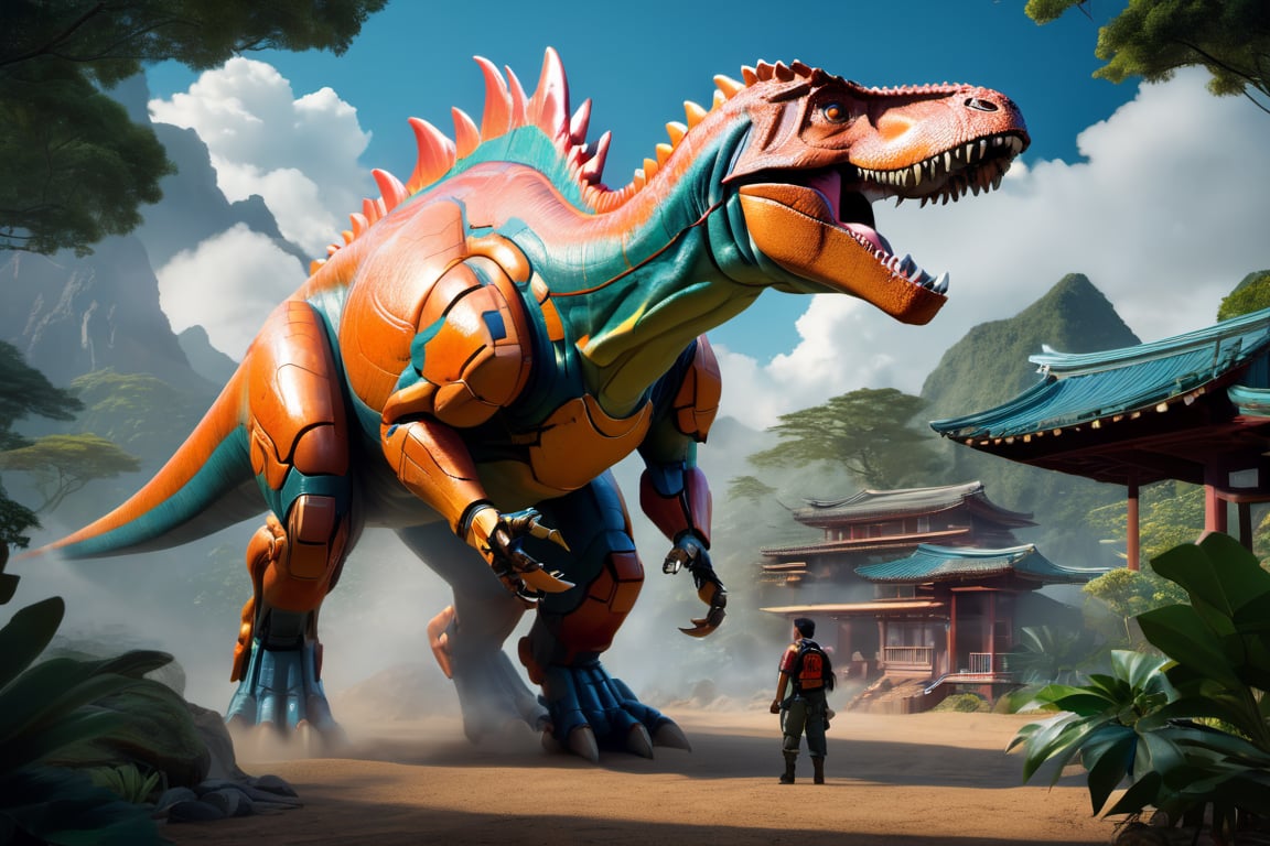 Craft an exquisite,  high-resolution 4K masterpiece Mech Dinosaurs Robot cyborg Jurrasic Park,  Detailed by nalisten on Te...