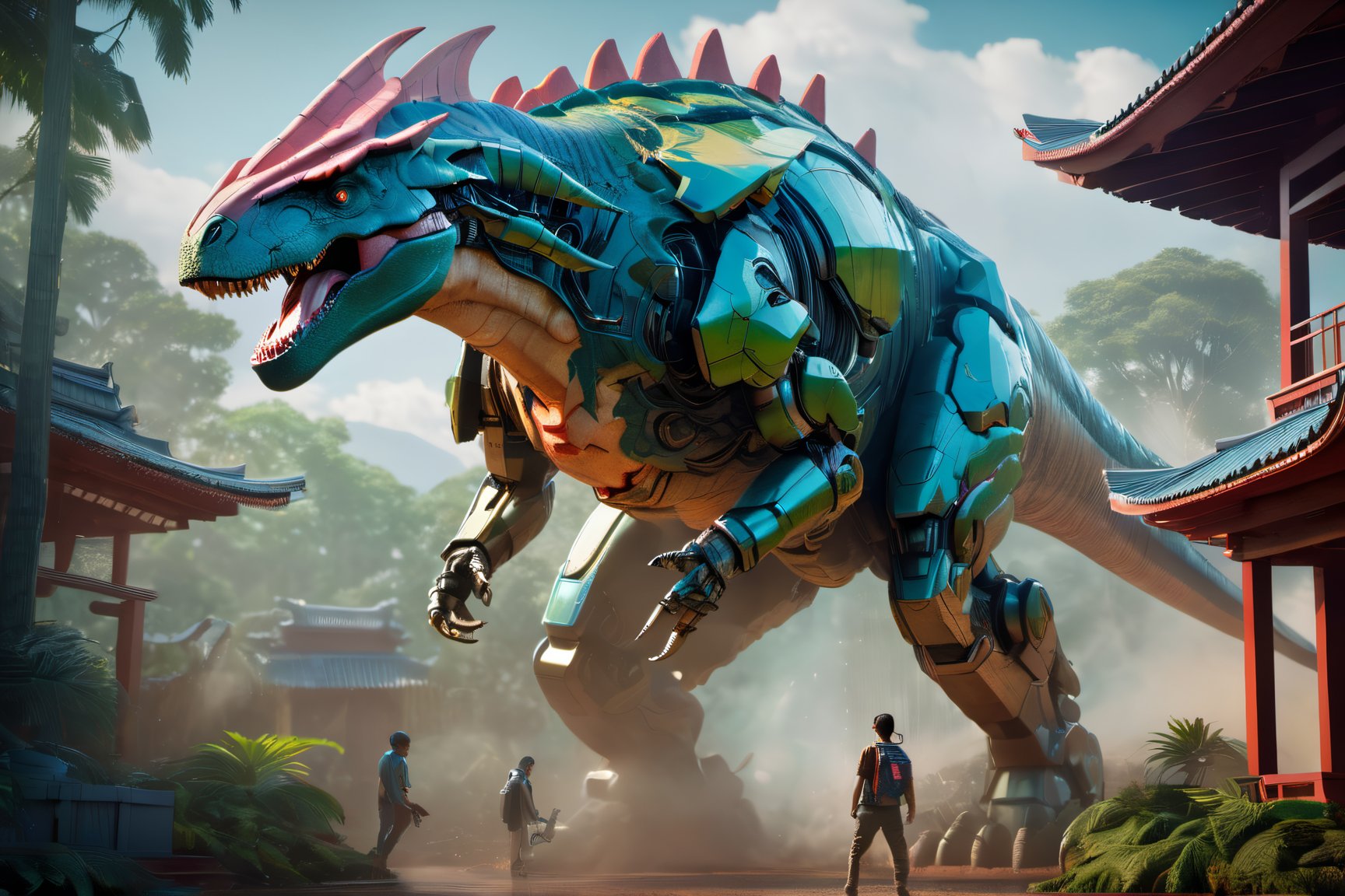 Craft an exquisite,  high-resolution 4K masterpiece Mech Dinosaurs Robot cyborg Jurrasic Park,  Detailed by nalisten on Te...