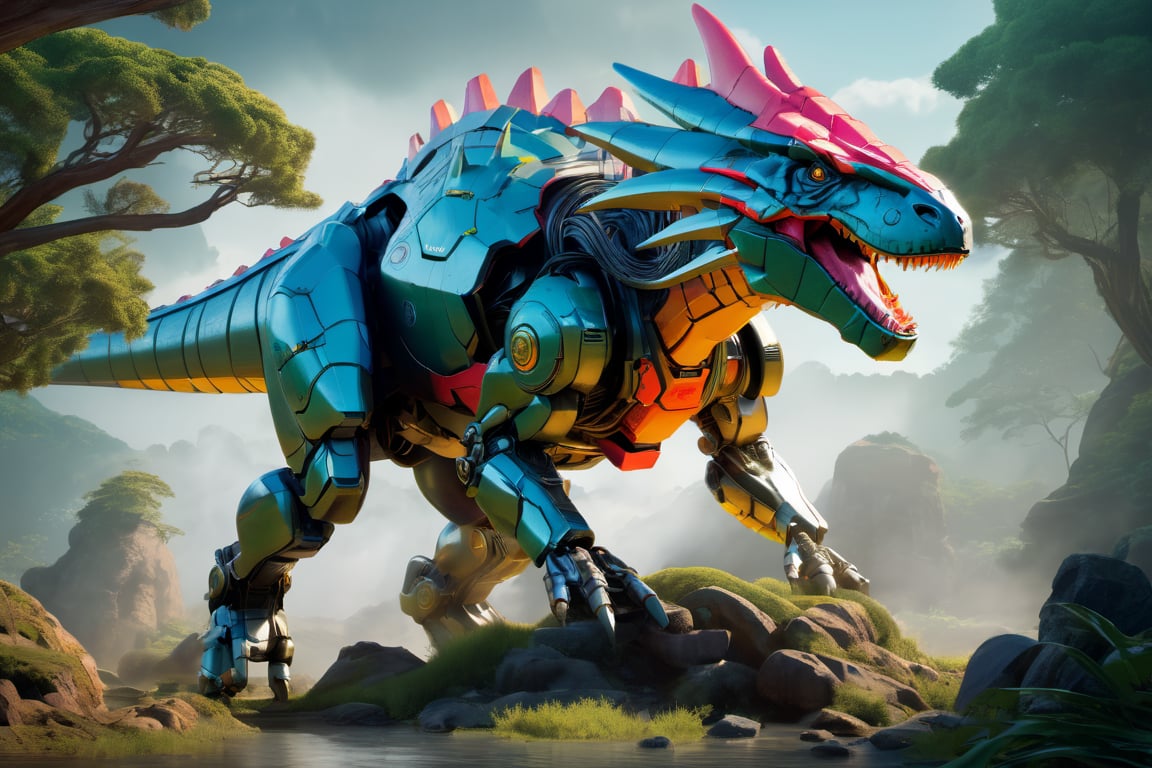 Craft an exquisite,  high-resolution 4K masterpiece Mech Dinosaurs VOltron Jurrasic Park,  Detailed by nalisten on Tensor.Art