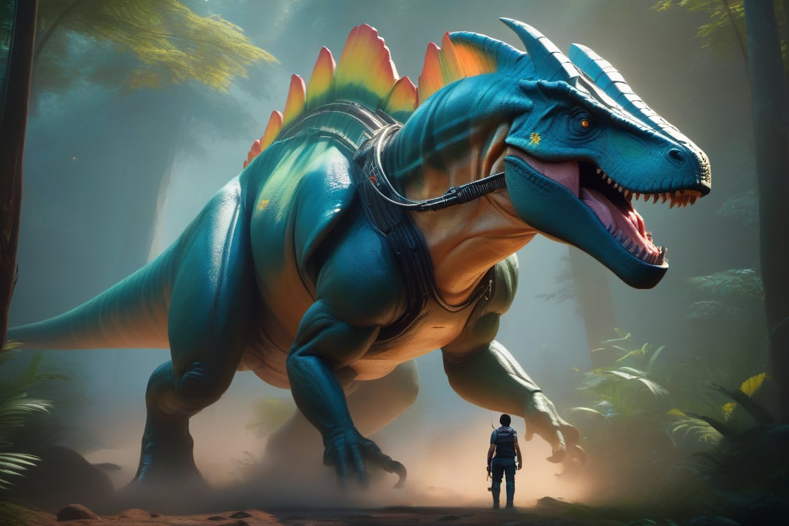 Craft an exquisite,  high-resolution 4K masterpiece Mech Dinosaurs Robot cyborg Jurrasic Park,  Detailed by nalisten on Te...