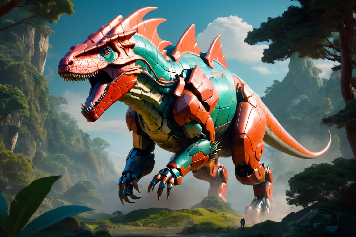 Craft an exquisite,  high-resolution 4K masterpiece Mech Dinosaurs Robot cyborg Jurrasic Park,  Detailed by nalisten on Te...