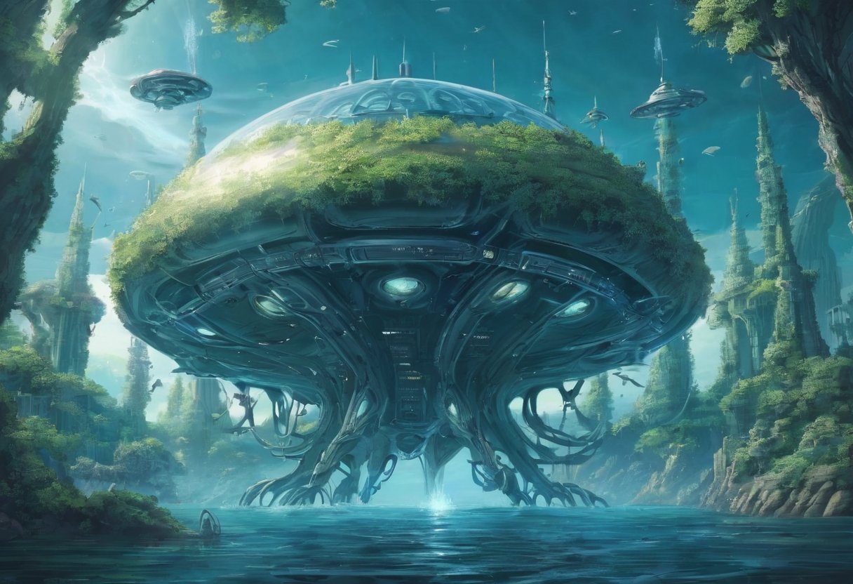 futuristic alien structure,  creature,  under ocean by SimX0791 on Tensor.Art