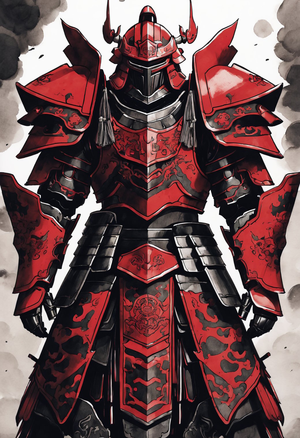 monochrome,  ink sketch,  mechanical warrior giant by SimX0791 on Tensor.Art