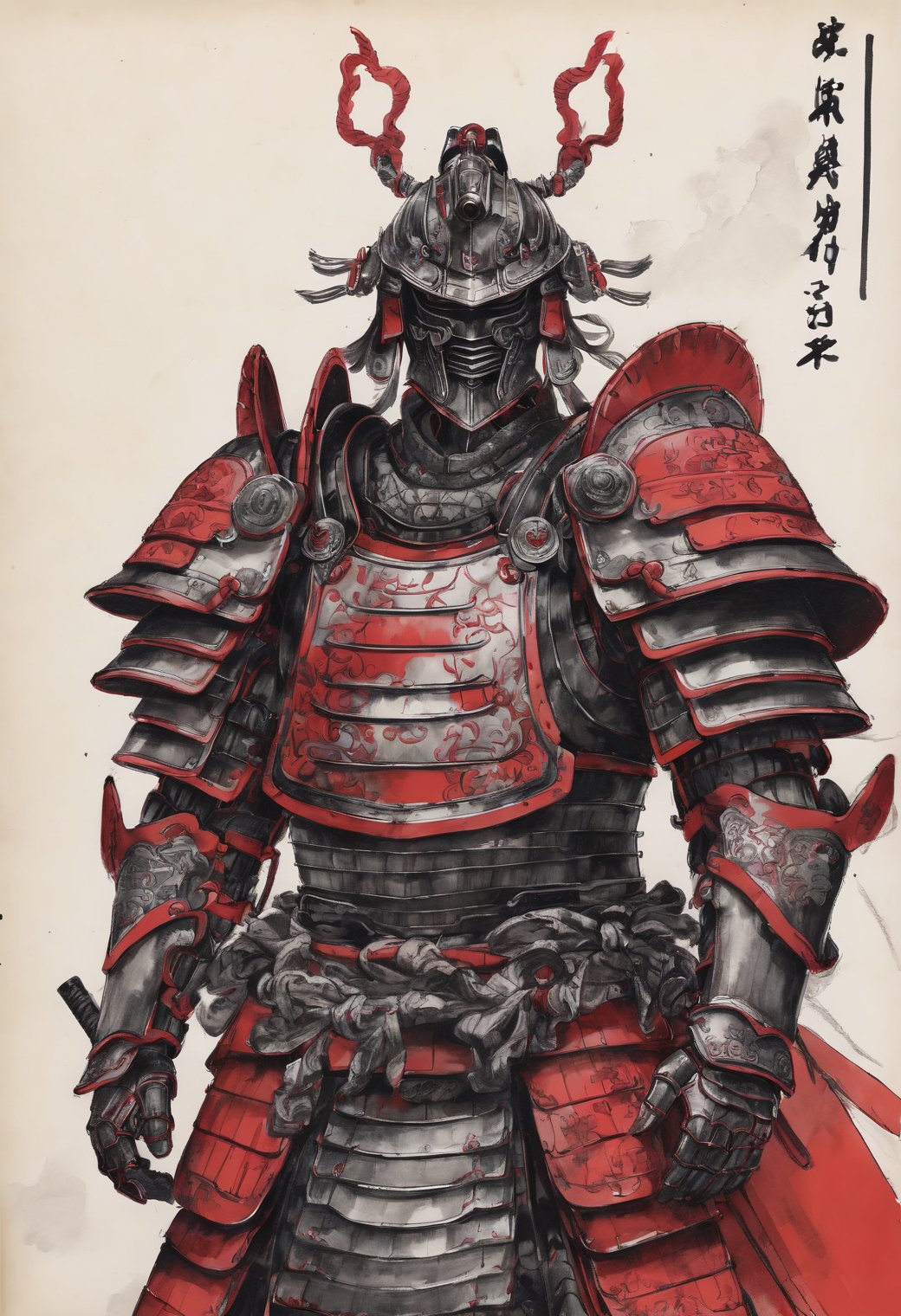 monochrome,  ink sketch,  mechanical warrior giant by SimX0791 on Tensor.Art