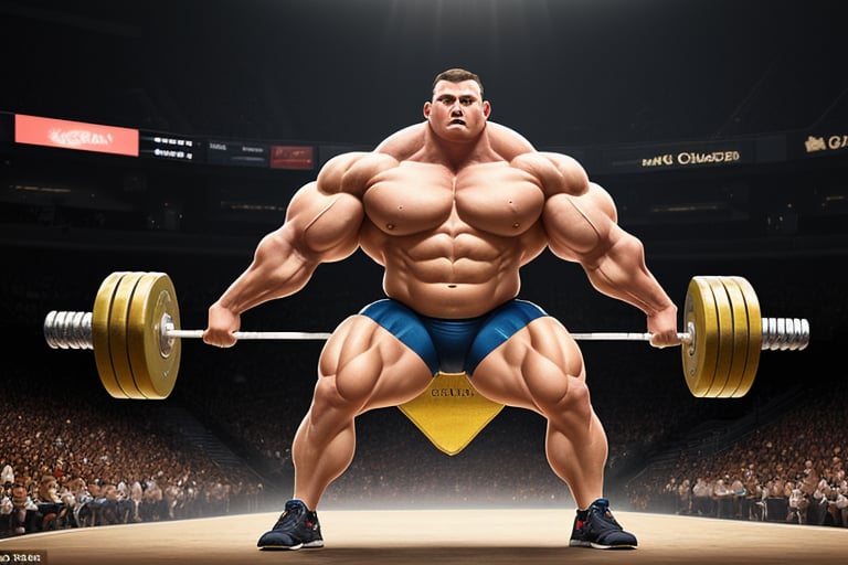 In a mythical and magical universe,  the humble (antropomorphic potato) transforms into a powerful weightlifter,  embodyin...