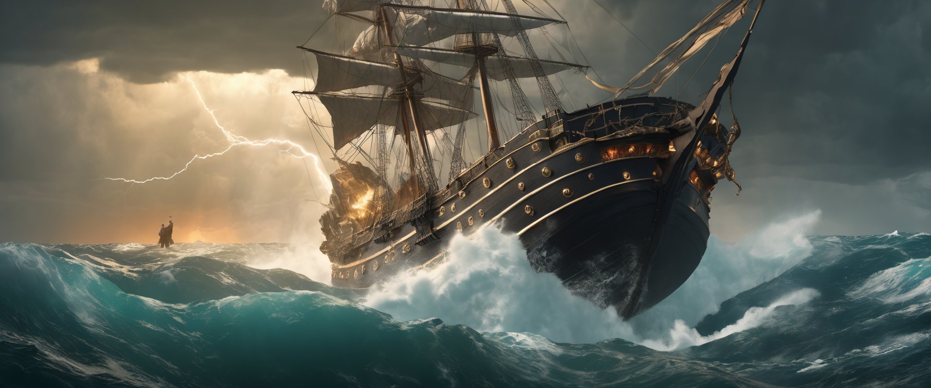 captain ahab fighting (the white whale:1,  2),  dark lightning by SimX0791 on Tensor.Art