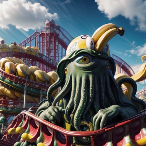 riding a rollercoaster at disneyland,  flying behind his head,  painting by SimX0791 on Tensor.Art
