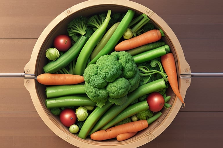 The enchanted basketball court boasts extraordinary vegetables that ignite the imagination. At the center court,  a sparkl...