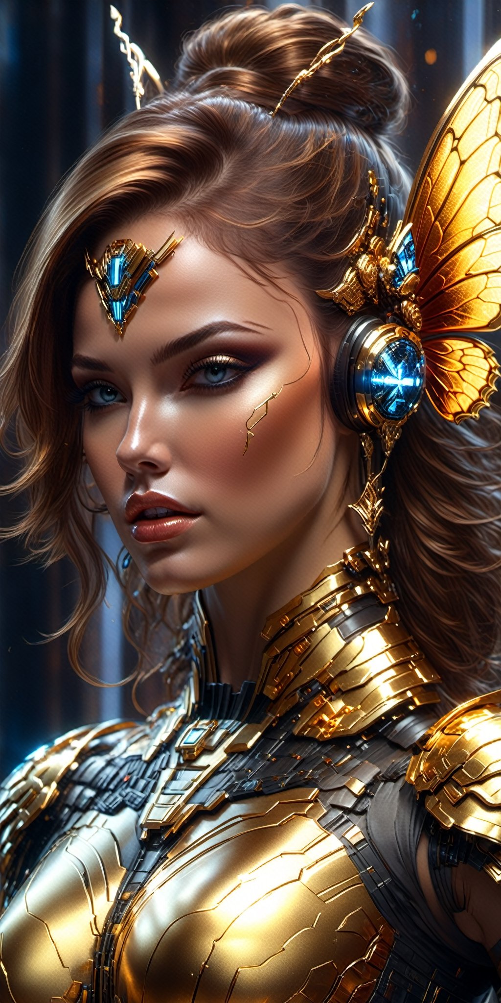 8k portrait of beautiful cyborg with brown hair, intricate, elegant, highly detailed, majestic, digital photography, art by artgerm and ruan jia and greg rutkowski surreal painting gold butterfly filigree, broken glass, (masterpiece, side lighting, finely detailed beautiful eyes: 1.2), hdr,unreal engine render + a goddess, unreal 6 breathtaking detailed, 8k, digital art, artgerm, 3d, Movie Still, warm color, vibrant, volumetric light, full body portrait


