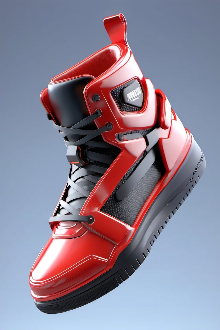 masterpiece, 3d model, plain sneaker shoes, only sneaker, 1 shoe, 8k, red black color, mecha