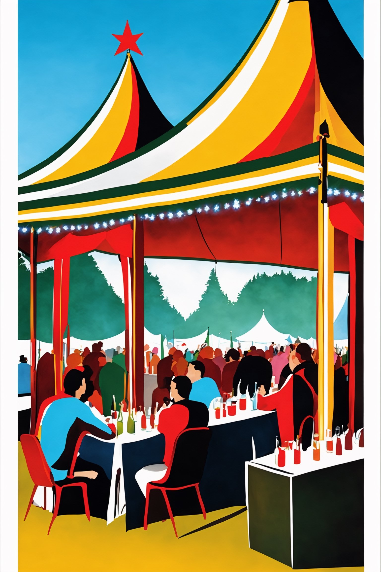 Big tents,  crowds drinking under them,  celebrating holidays by Abandon on Tensor.Art