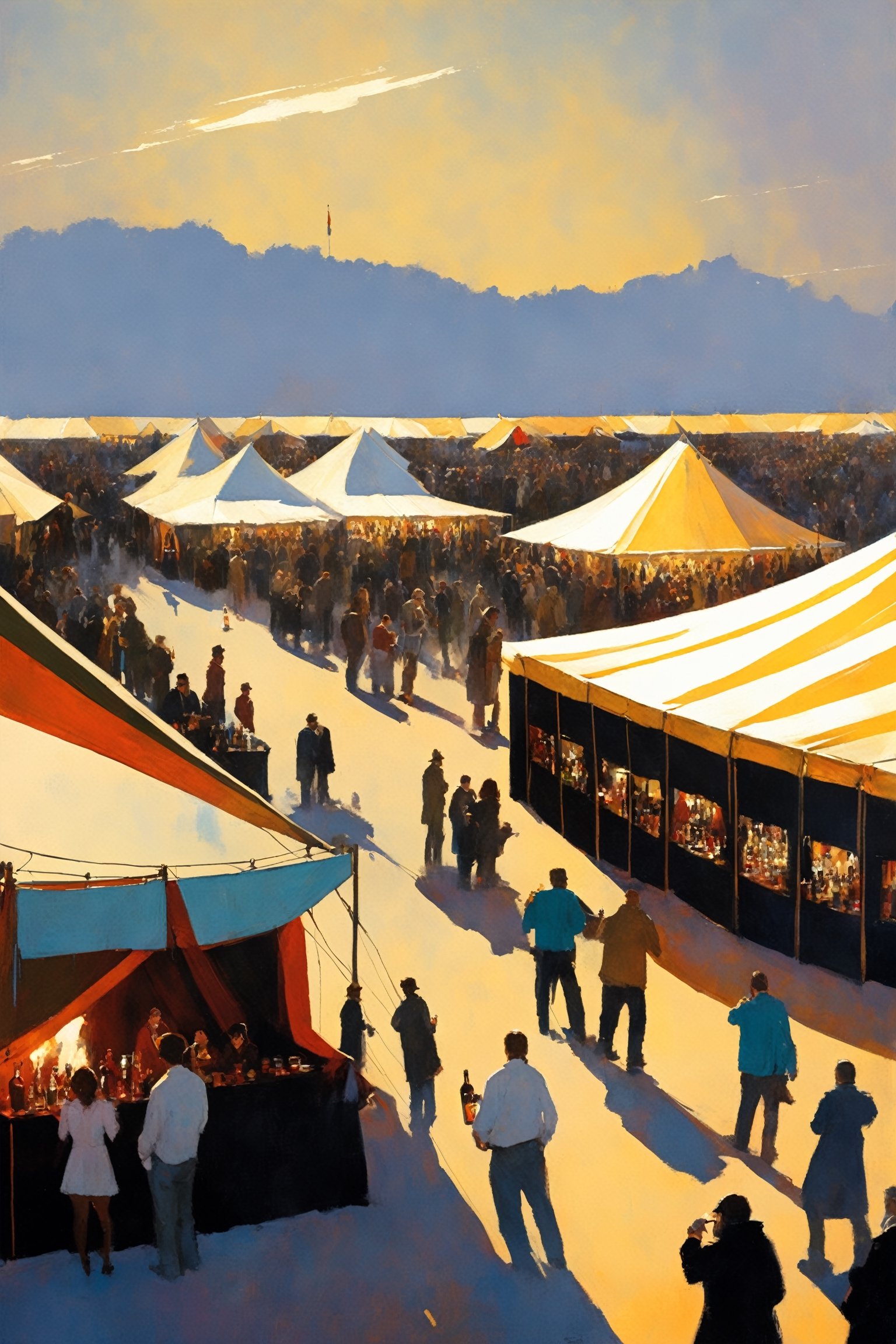 Big tents,  crowds drinking under them,  celebrating holidays by Abandon on Tensor.Art