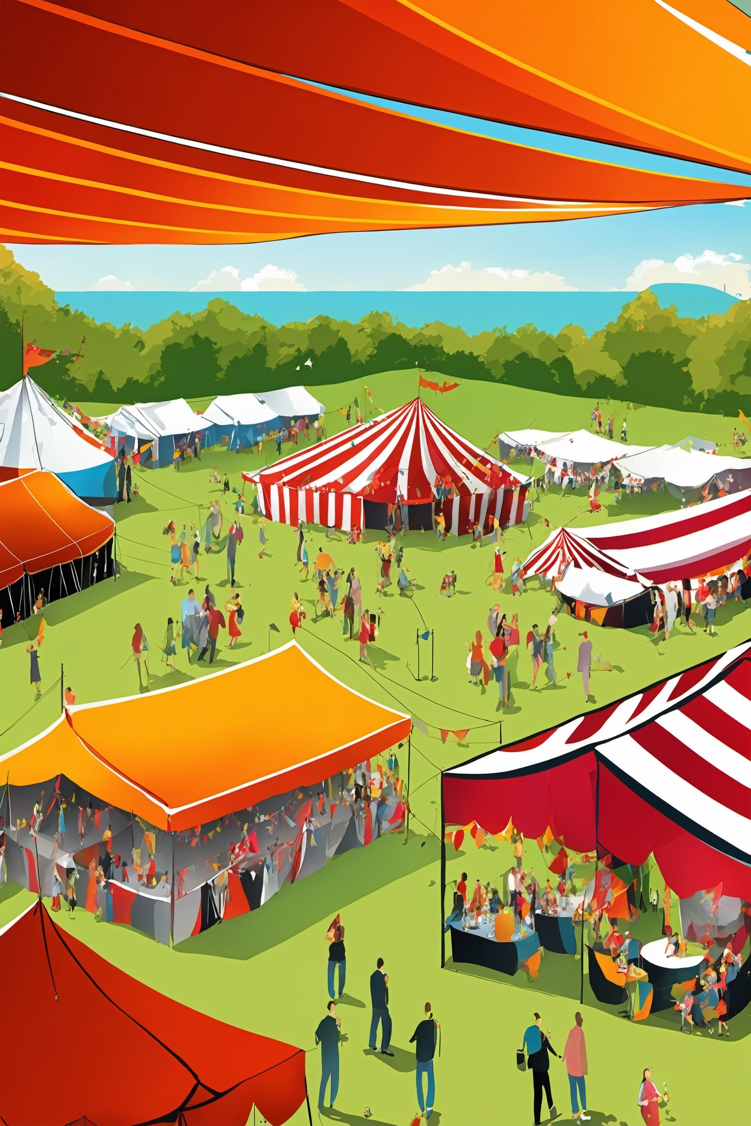 Big tents,  crowds drinking under them,  celebrating holidays by Abandon on Tensor.Art