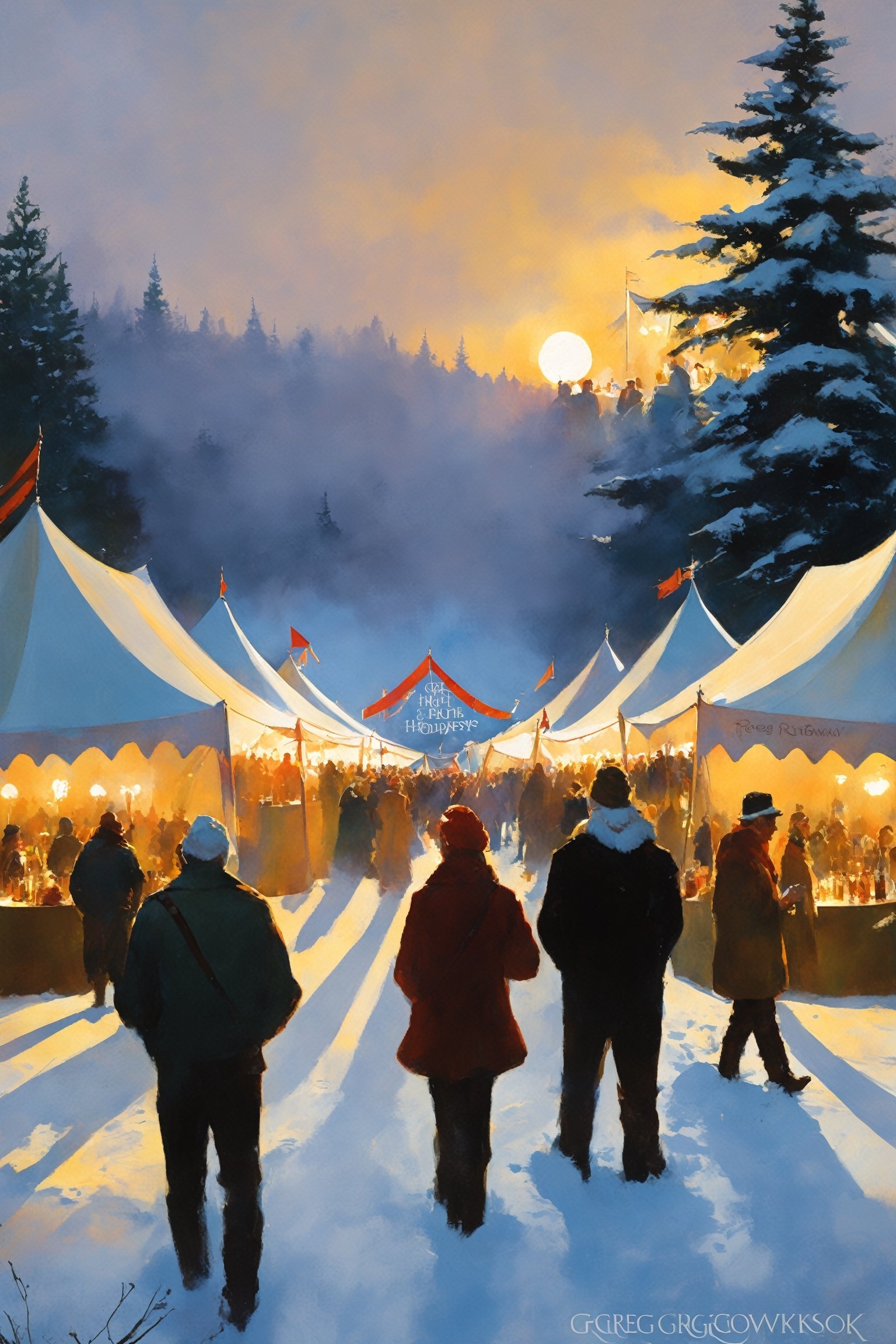 Big tents,  crowds drinking under them,  celebrating holidays by Abandon on Tensor.Art