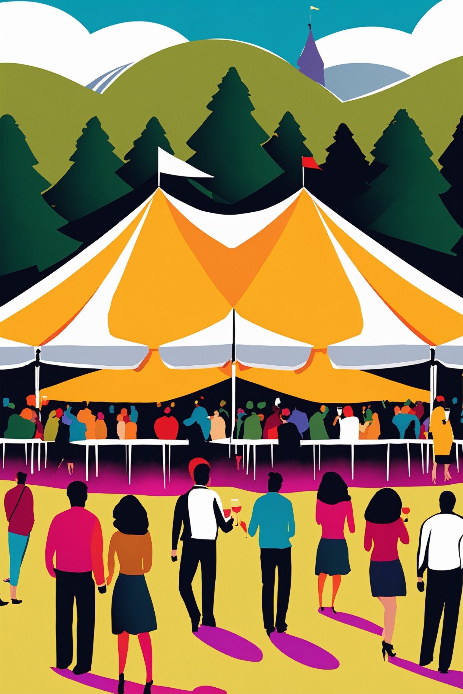 Big tents,  crowds drinking under them,  celebrating holidays by Abandon on Tensor.Art