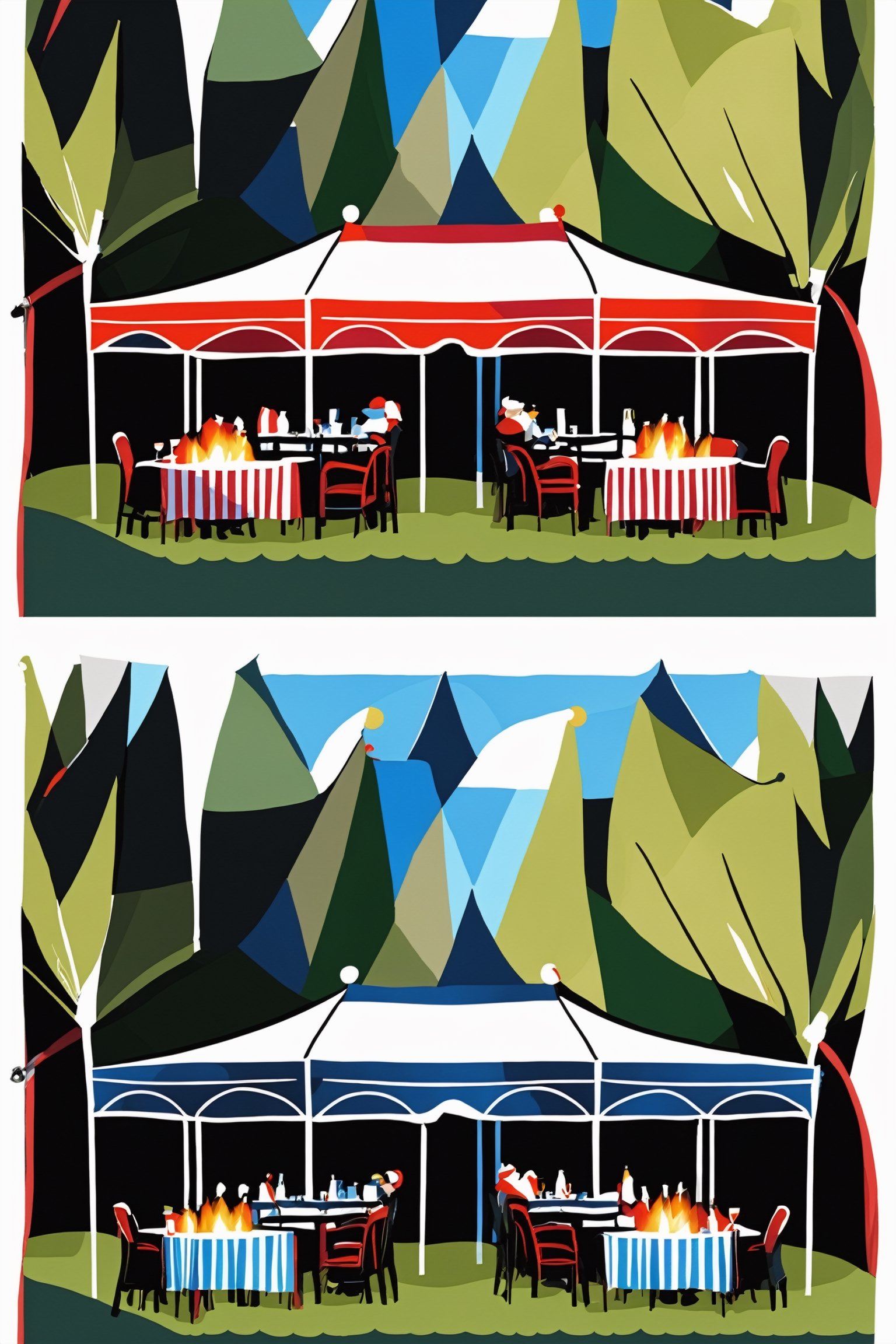 Big tents,  crowds drinking under them,  celebrating holidays by Abandon on Tensor.Art
