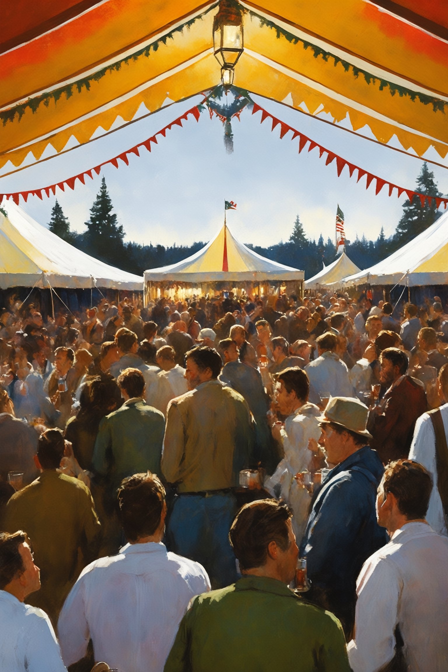 Big tents,  crowds drinking under them,  celebrating holidays by Abandon on Tensor.Art