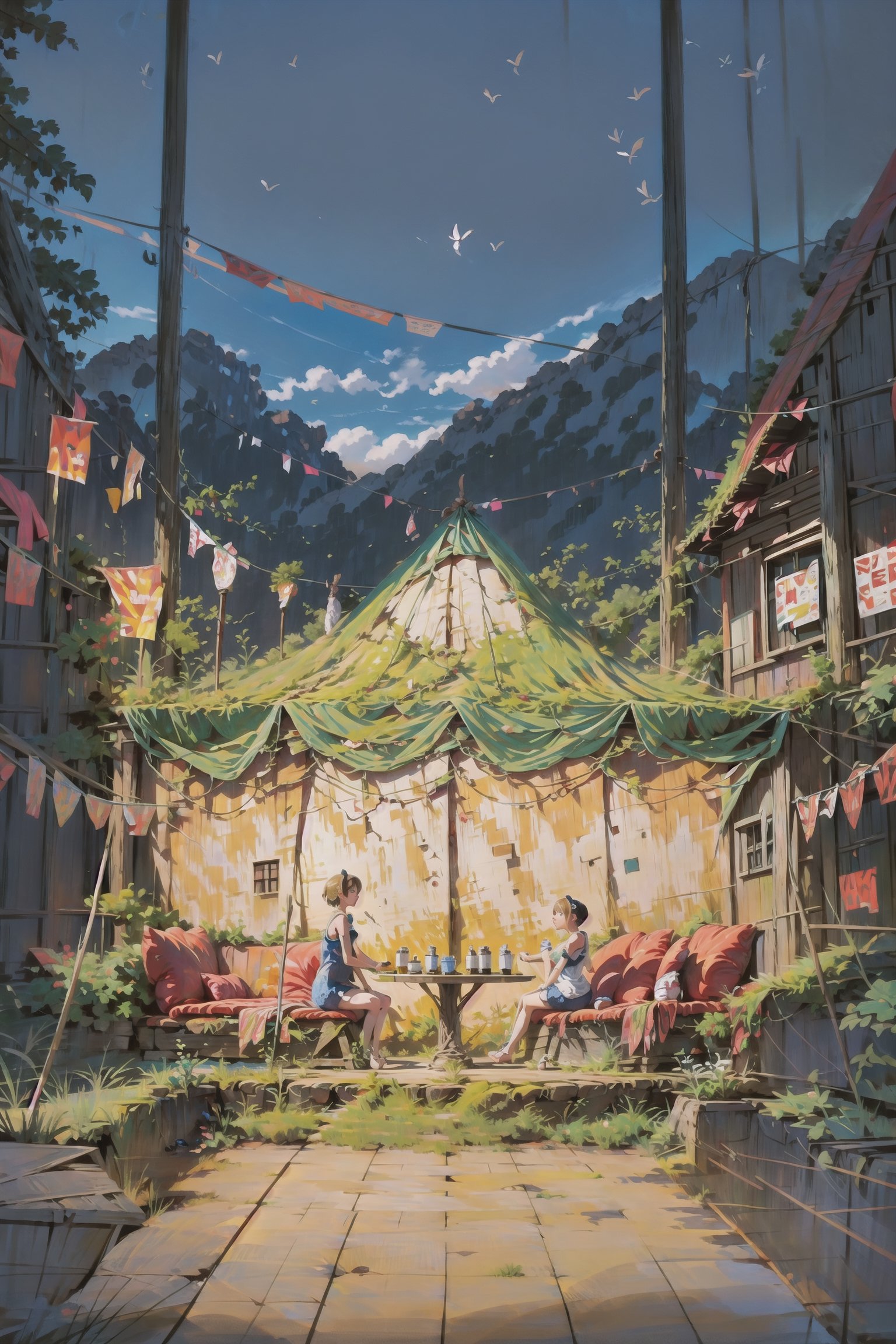 Big tents,  crowds drinking under them,  celebrating holidays by Abandon on Tensor.Art