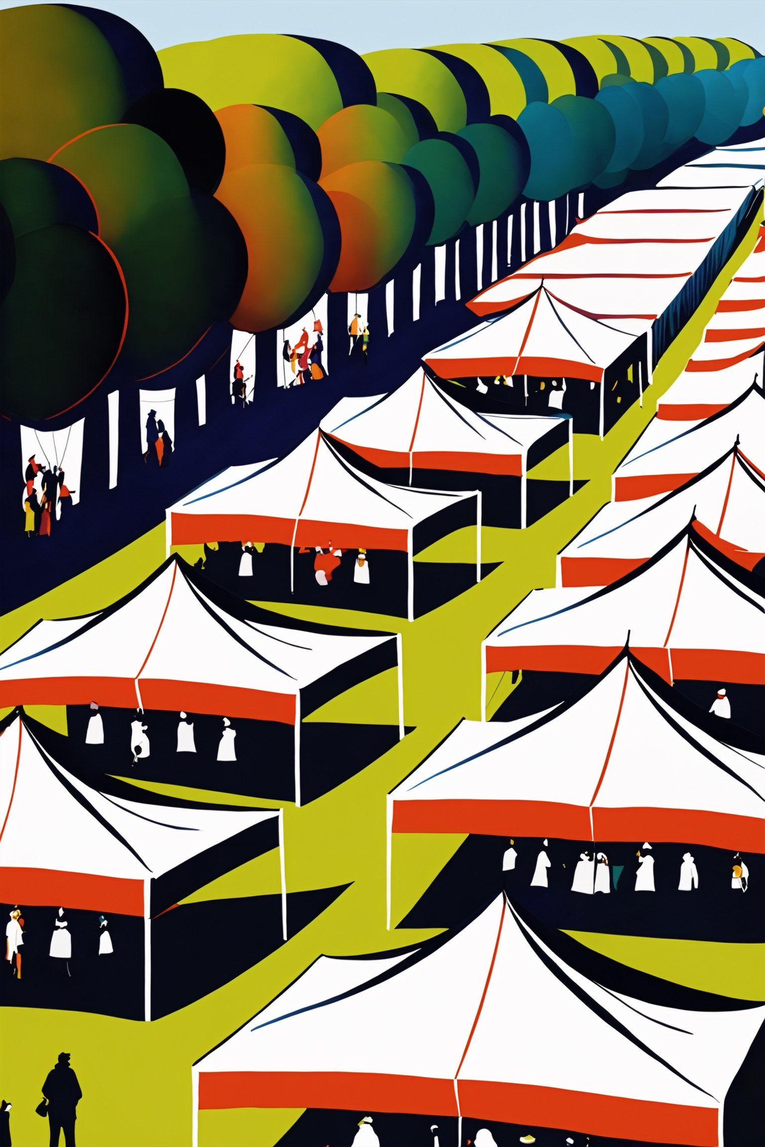 Big tents,  crowds drinking under them,  celebrating holidays by Abandon on Tensor.Art