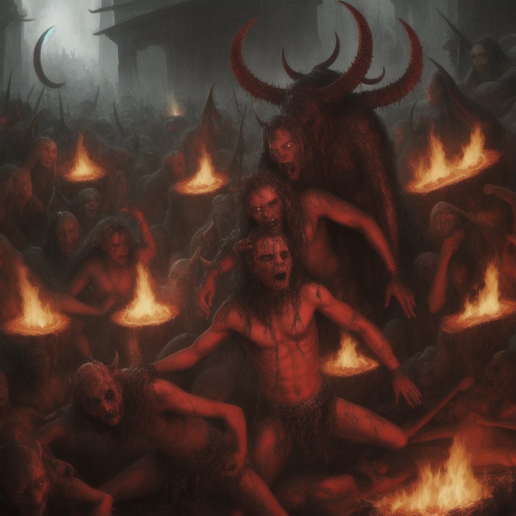 Photorealistic  scene of hell on earth with demons  and tortured souls