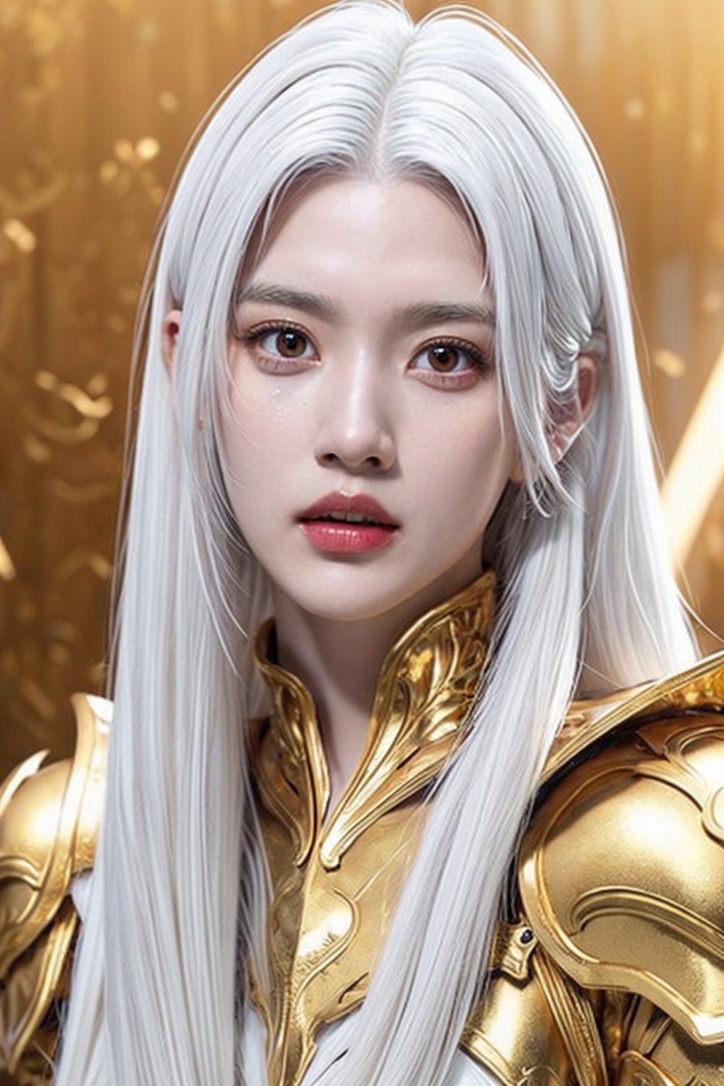 (WHite hair girl in Golden armor:1.5), sexy Warriors, (full body), masterpiece , best quality , ultra detailed , "detailed background" , perfect shading , high contrast , best illumination , extremely detailed , ray tracing , realistic lighting effects , (beautiful detailed face , beautiful detailed symmetrical eyes:1.5) , one woman , full lips , light smile , longt-hair , long_white-silver_hair, best lighting , full_length_portrait, dragon lying_behind background, ,Dragon,YeaJi Seo,bibilorashy,kimtaeri,nana,goyoonjung,iu,hyojoo,yoona,sohee,jisoo,m_kayoung,rachel_mypark,limjjy2