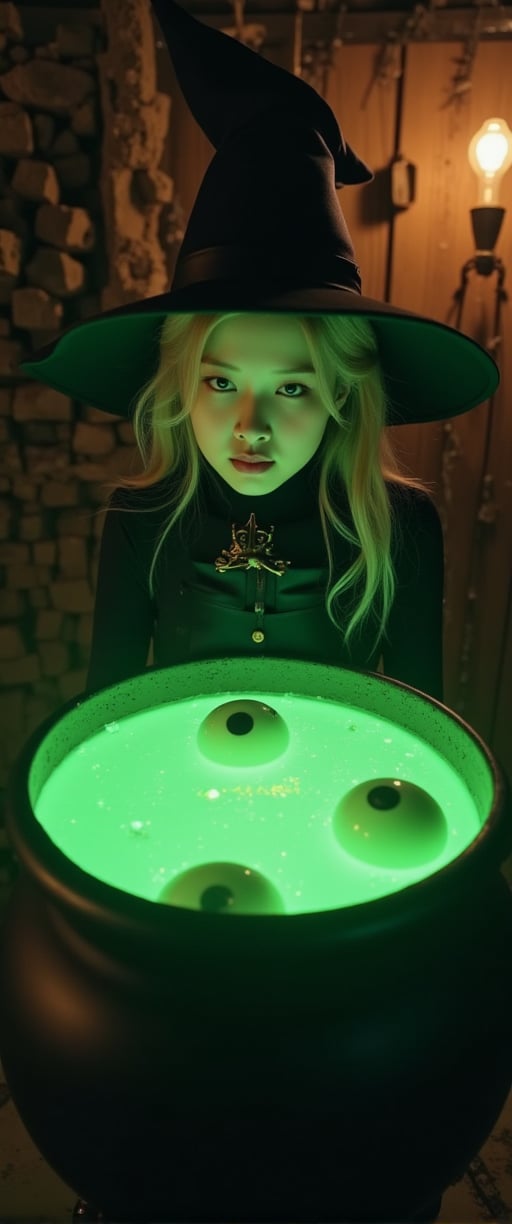  70mm lens, full-color photograph, shadows, cinematics lighting, volumetric lights, realistic lights, three quarter view, film grain, BREAK, Background: a witch's hut, dark, Top down view of a young witch, stirring in a cauldron full of a green soup-like liquid, eye-balls floating in the soup, green luminescent text in the soup that says: "CTMAKER", orange light in the back ground, looking at the viewer





.

.. Film grain and blur enhance the cinematic feel, transporting us back to a low-res 1980s movie screen.,ct-jennie,ct-vero13,ct-smeraldity,ct-bibity
t.,ct-chasartre,ct-bustyy2,ct-kbright,ct-chainb,ct-biskitity,ct-rosity,ct-smeraldity,ct-hyuntity,ct-leetity,ct-arix,ct-savaga,ct-muun,ct-vituajis,ct-identityV2,ct-dbe,ct-blondie,ct-amantity,ct-portuguitity,ct-blodolx