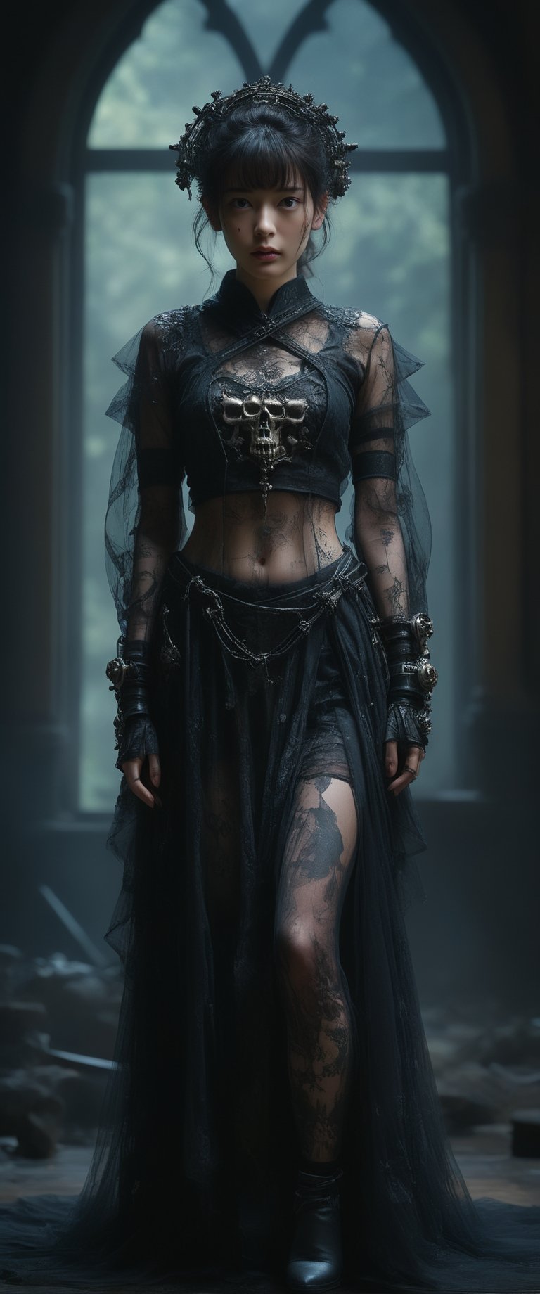 breathtaking ethereal RAW photo of female (monja sexy ,  minifalda y medias arrodillada con las rodillas seraparas ,  braz...