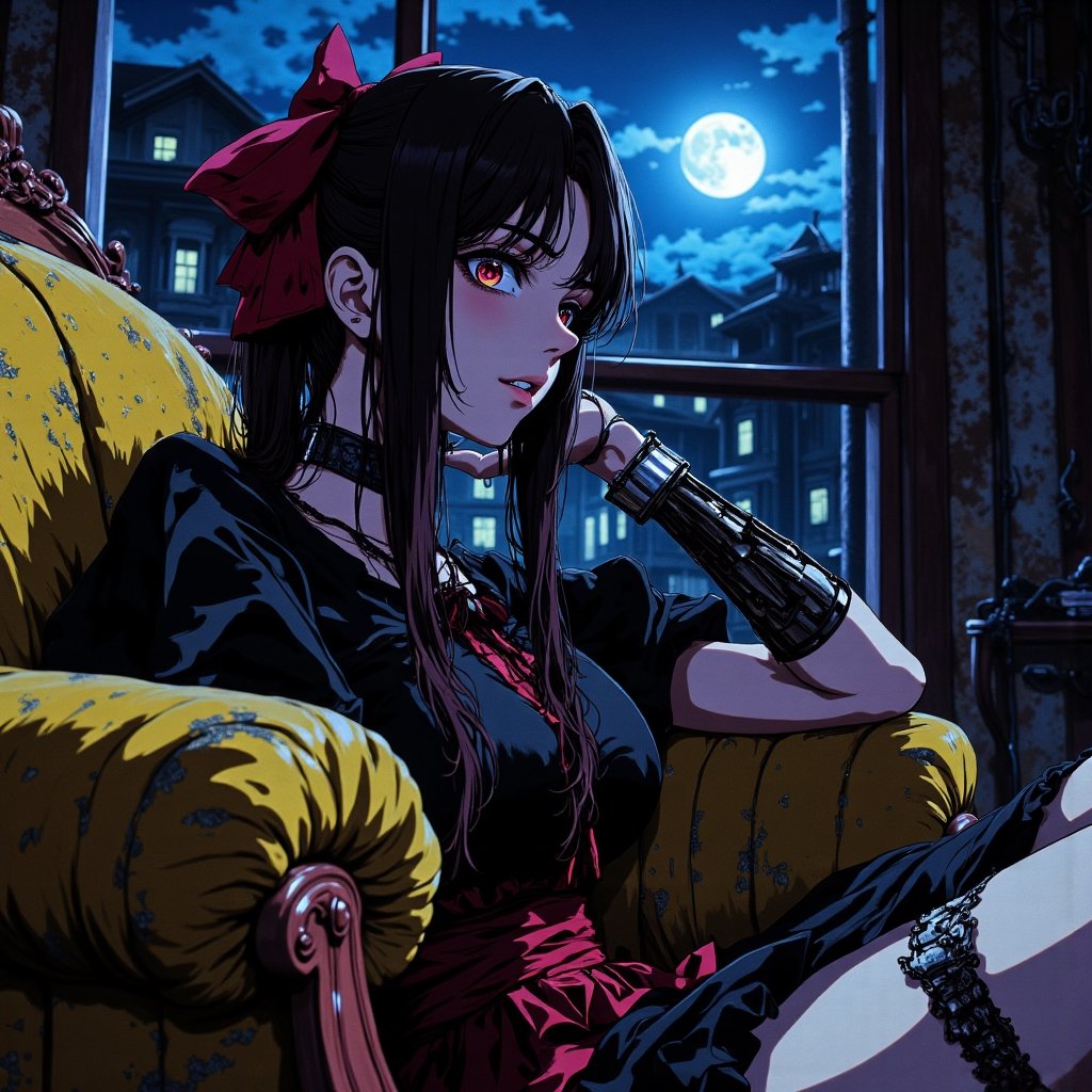 Prompt: (Ultra-detailed digital art masterpiece,  retro 90s aesthetic,  inspired by Yoshiaki Kawajiri by ctmaker on Tensor...