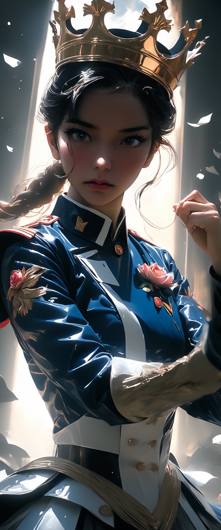 breathtaking ethereal RAW photo of female ((poster of a sexy [princess, suffering, burdened by the weight of a crown, ] in a [ ], pissed_off,angry, latex uniform, eye angle view, ,dark anim,minsi,goeun, , , )), dark and moody style, perfect face, outstretched perfect hands . masterpiece, professional, award-winning, intricate details, ultra high detailed, 64k, dramatic light, volumetric light, dynamic lighting, Epic, splash art .. ), by james jean $, roby dwi antono $, ross tran $. francis bacon $, michal mraz $, adrian ghenie $, petra cortright $, gerhard richter $, takato yamamoto $, ashley wood, tense atmospheric, , , , sooyaaa,IMGFIX,Comic Book-Style,Movie Aesthetic,action shot,photo r3al,bad quality image,oil painting, cinematic moviemaker style,Japan Vibes,H effect,koh_yunjung ,koh_yunjung,kwon-nara,sooyaaa,colorful,roses_are_rosie,armor,han-hyoju-xl
