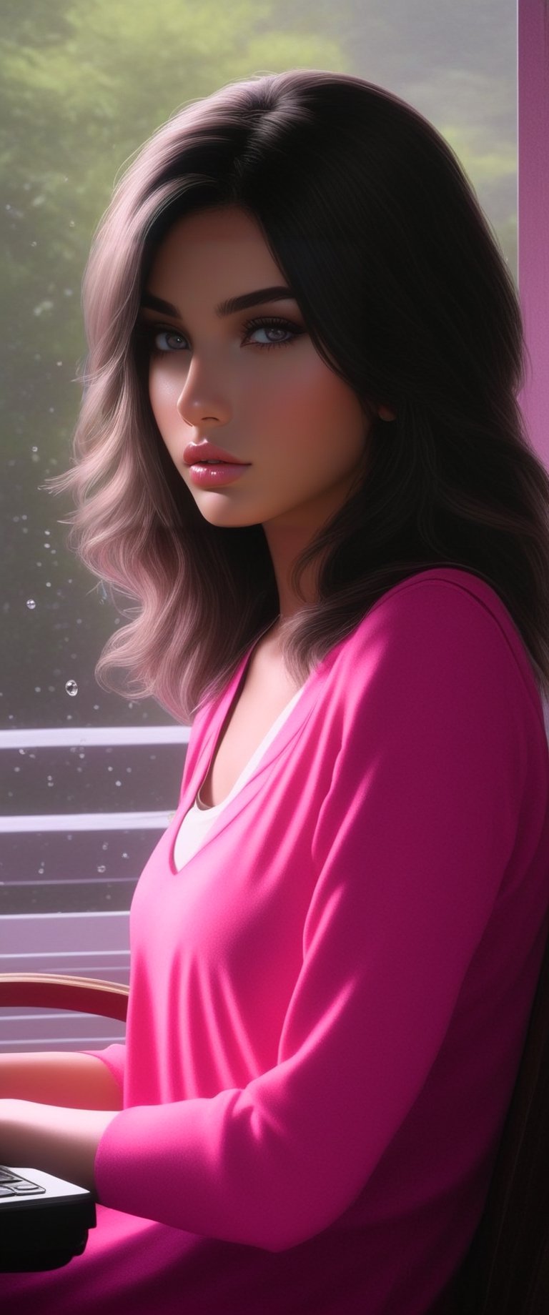 Highly detailed portrait of a girl sitting,  sad cruying,  on a chair in aroom by ctmaker on Tensor.Art