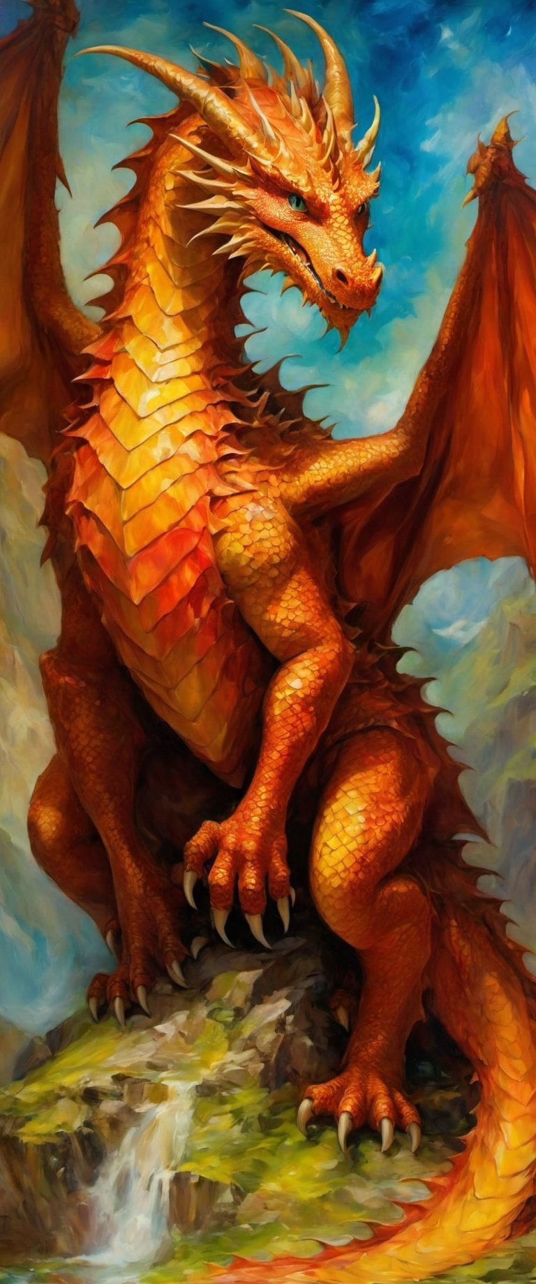 Deception of a medival dragon salyer. darl,  raw,  oil paint by ctmaker on Tensor.Art