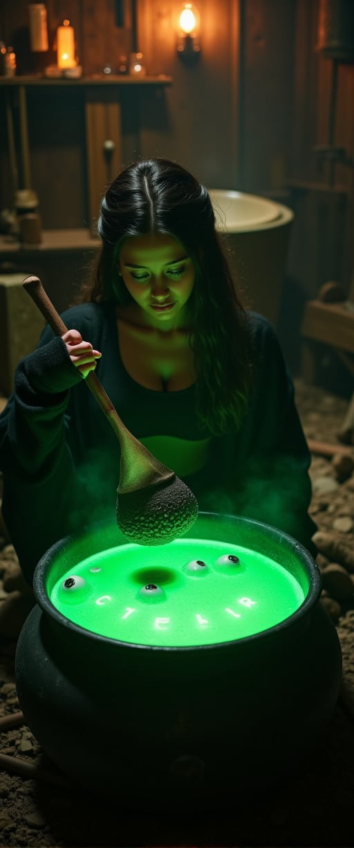  70mm lens, full-color photograph, shadows, cinematics lighting, volumetric lights, realistic lights, three quarter view, film grain, BREAK, Background: a witch's hut, dark, Top down view of a young witch, stirring in a cauldron full of a green soup-like liquid, eye-balls floating in the soup, green luminescent text in the soup that says: "CTMAKER", orange light in the back ground, looking at the viewer





.

.. Film grain and blur enhance the cinematic feel, transporting us back to a low-res 1980s movie screen.,ct-jennie,ct-vero13,ct-smeraldity,ct-bibity
t.,ct-chasartre,ct-bustyy2,ct-kbright,ct-chainb,ct-biskitity,ct-rosity,ct-smeraldity,ct-hyuntity,ct-leetity,ct-arix,ct-savaga,ct-muun,ct-vituajis,ct-identityV2,ct-dbe,ct-blondie,ct-amantity,ct-portuguitity